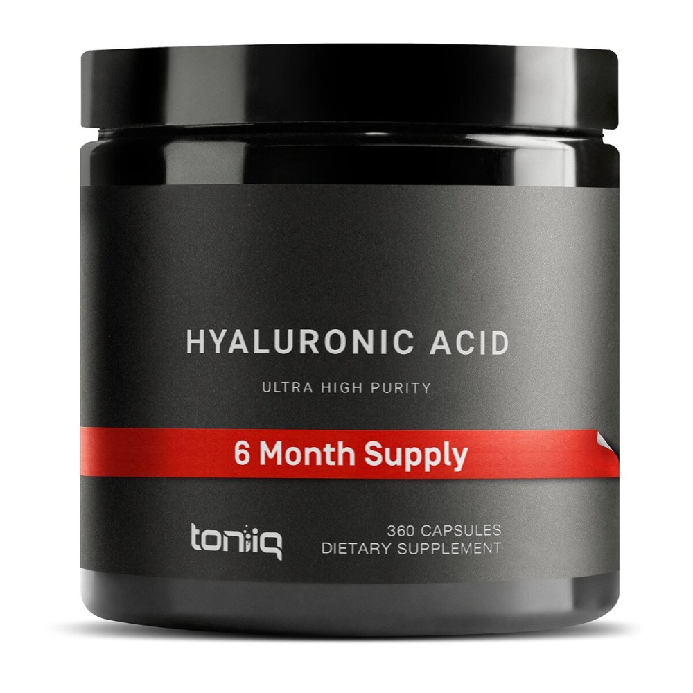 Toniiq Hyaluronic Acid Supplements - Lab Tested 95% Ultra High Purity - Fermented and Bioavailable with Vitamin C - Third Party Lab Tested - 360 Capsules
