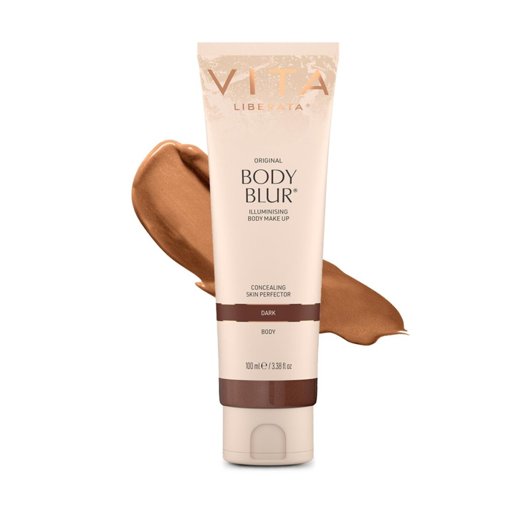 Vita Liberata Body Blur - Dark, Skin Perfecting Leg & Body Makeup, Wash Off Instant Tanner, Radiant Glow & Flawless Finish, 3.38 fl oz