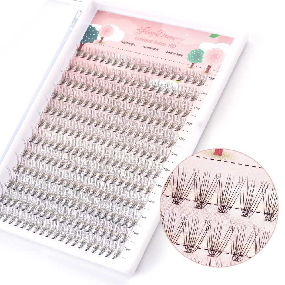FinyDreamy 10D Lash Clusters 240pcs Individual Lash Extensions Natural Cluster Lashes 10-14mm Mix Lengths C Curl 0.07mm Thickness eyelash Individual Cluster Lashes Apply Under your Lashes(10D10-14mm)