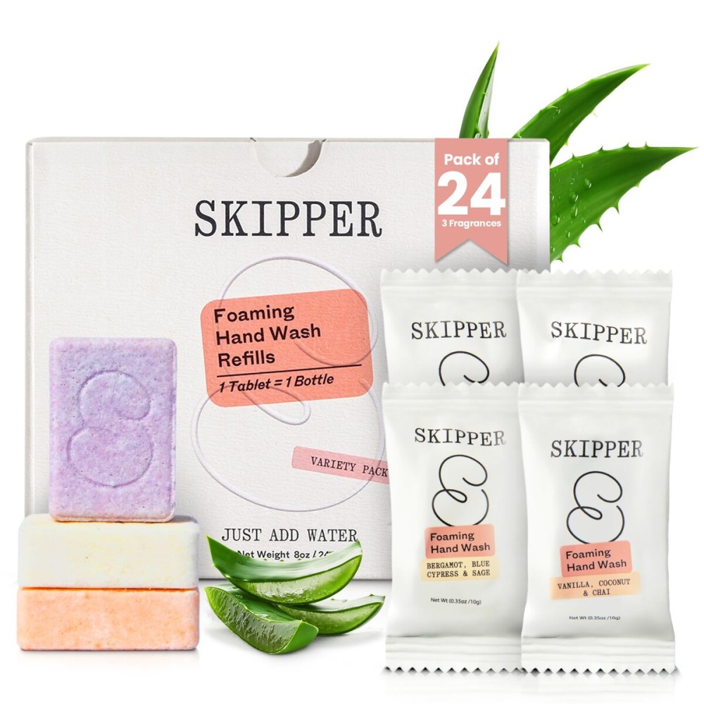 Tirtyl Skipper Foaming Hand Soap Tablet Refills - 24 Pack - 192 fl oz total (24x 8 fl oz) - Rebranded - Compostable Packaging - Bulk Variety Fragrance Pack