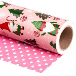 WRAPAHOLIC 30 Inch Jumbo Reversible Gnome Christmas Wrapping Paper - 30 Inch x 100 Feet Jumbo Roll Red Green Gnome Wrapping Paper and Pink White Polka Dots for Christmas, Holiday, Party