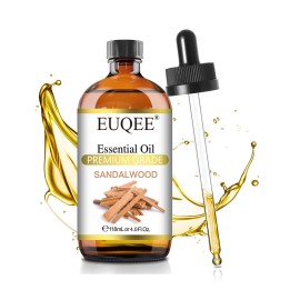 EUQEE Sandalwood Essential Oil(4 oz/118 ml) Sandalwood Oil Oil with Glass Dropper, Great for Diffusers, Soap & Candle Making