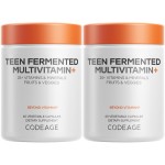 Codeage Teen Multivitamin Supplement - Daily Vitamins and Minerals for Teen Boys and Girls - Organic Whole Food Formula with Omega-3 and Vitamins A to K - 2 Pack