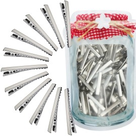 HiJeaton Hair Clips for Hair Bows, 150Pcs Alligator Metal Clip (4.5cm/1.77), Gator Hairdresser Clips for Bow Making, Large Plain DIY Clips Supplies for Crafts