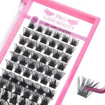 Lash Clusters, 72 Pcs Individual Lashes, Cluster DIY Lash Extension, Volume Eyelashes Look, Super Thin Band and Comfortable (Volume, D-14mm)