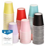 Prgery 120 Count 3oz Colorful Paper Cups,Mouthwash Cups, Disposable Bathroom Cups,Small Paper Cups 3oz Ideal for Bathroom,Supermarket,Birthday Party,Picnic and BBQ(Mixed Colors)