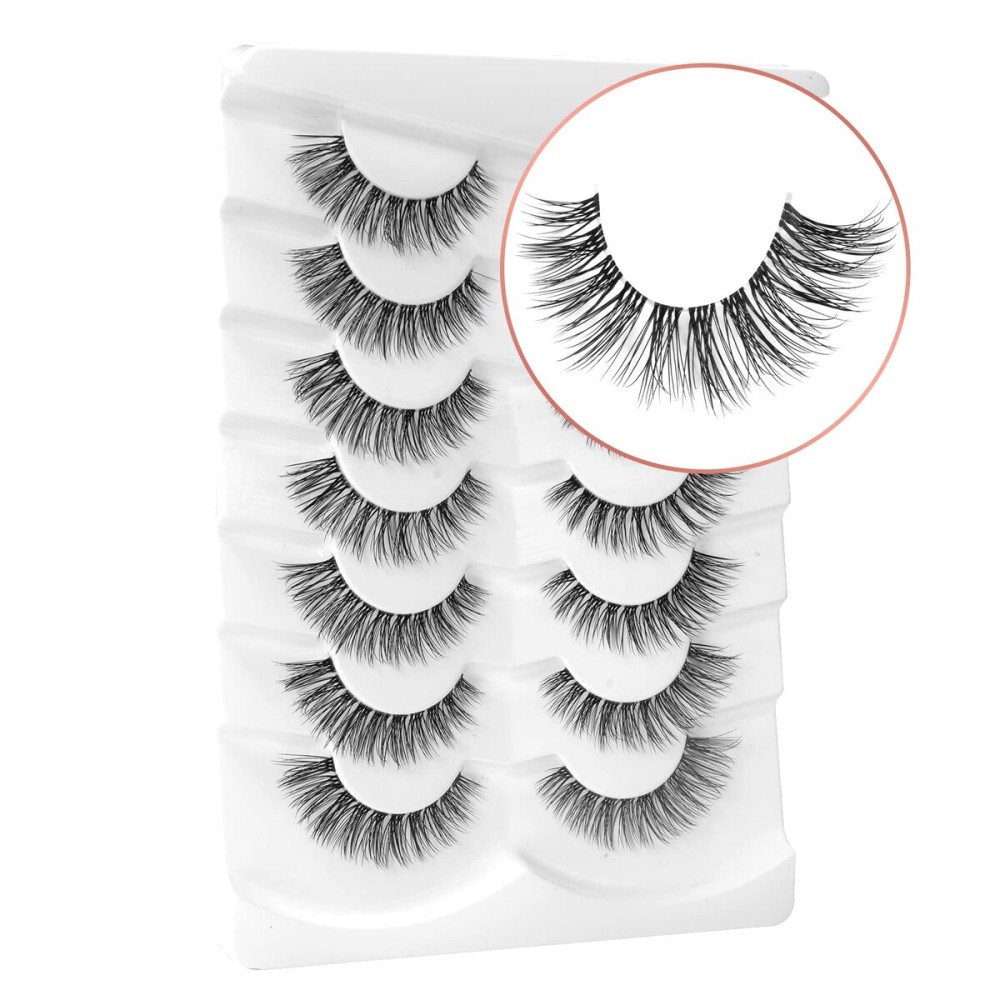 Onlyall Natural Eyelashes Mink False Eyelashes Natural Wispy Lashes Soft Clear Band Lashes Fluffy False Lashes 14MM A11