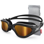 ZIONOR Swim Goggles, Upgraded G1 Polarized Swimming Goggles UV Protection Anti-fog Adjustable Strap for Men Women Adult Indoor or Outdoor (Polarized Light Mirror Coffee Gold Lens)