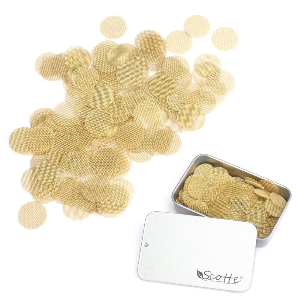 Scotte 200 pcs 5/8 Inch Brass Pipe Screens,15.8mm(0.625in) Metal Pipe Filter Screen with Storage Box