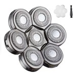 7 Blades Head Men\'s Electric Shaver Replacement Heads Floating Washable Shaver Replacement Blades for Bald Men (Silvery)