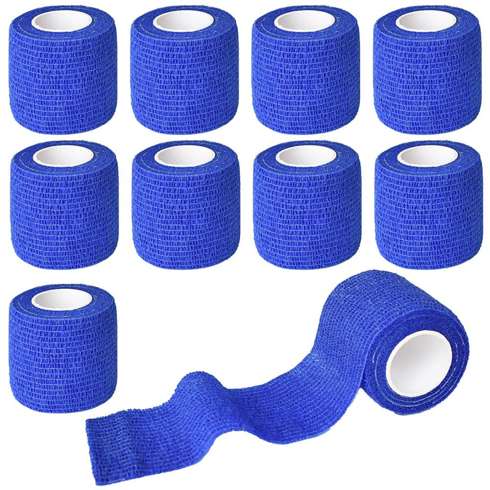Gondiane 9 Pack 2 x 5 Yards Self Adhesive Bandage Wrap Self Stick Wrap for Ankle, Wrist, Finger, Sports, Breathable Cohesive Vet Tape for Pets (D Dark Blue)