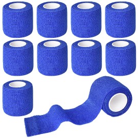 Gondiane 9 Pack 2 x 5 Yards Self Adhesive Bandage Wrap Self Stick Wrap for Ankle, Wrist, Finger, Sports, Breathable Cohesive Vet Tape for Pets (D Dark Blue)