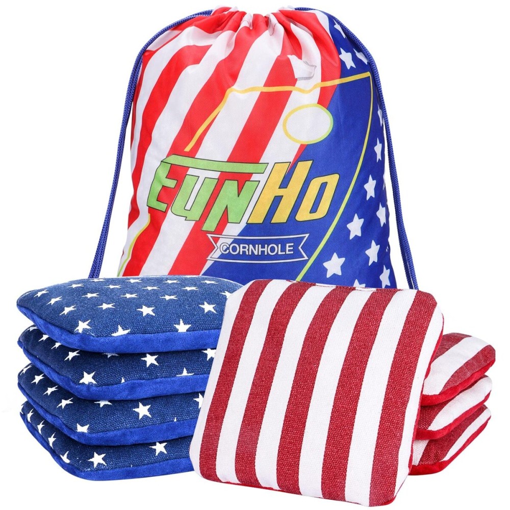 EunHo Dual Sided Cornhole Bags Regulation Set of 8 Professional Cornhole Bean Bags Slick and Stick for Tossing Game-All Weather