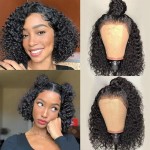 SODLIS Short Curly Bob Wig Human Hair 13x4 Lace Front Wigs Human Hair Bob Wig For Black Women Brazilian Virgin Pixie Cut Curly Wave Lace Front Wigs Pre Plucked Natural Hairline (8 Inch)