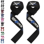 BEAST RAGE Lifting Wrist Straps for Weightlifting, Straps Gym Grip Power Workouts Lifting Straps Padded Cotton Men Women Wrap Lift, Deadlift Bodybuilding Weight Lifting Exercise Straps (Blue Silicone)