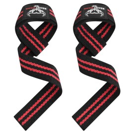 BEAST RAGE Lifting Wrist Straps for Weightlifting, Straps Gym Grip Power Workouts Lifting Straps Padded Cotton Men Women Wrap Lift, Deadlift Bodybuilding Weight Lifting Exercise Straps (Black/Red)