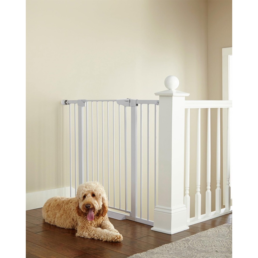 Cumbor 36 Extra Tall Baby Gate for Dogs and Kids with Wide 2-Way Door, 29.7- 46 Width, and Auto Close Personal Safety for Babies and Pets, Fits Doorways, Stairs, and Entryways, White
