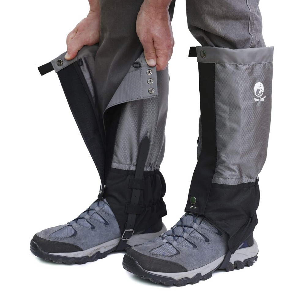 Pike Trail Adjustable Leg Gaiters - Lightweight, Waterproof - Leg Guards for Men & Women - Hiking Essentials Ideal for Hunting, Trekking & Fishing - Overcast Grey - 1 Pair