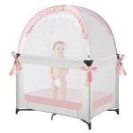 L RUNNZER Pack N Play Tent, Baby Mini Crib Tent to Keep Baby in, Crib Net for Pack and Play, Mini Cribs & Play Yard (39.6 L x 27.6 W x 49.2 H)