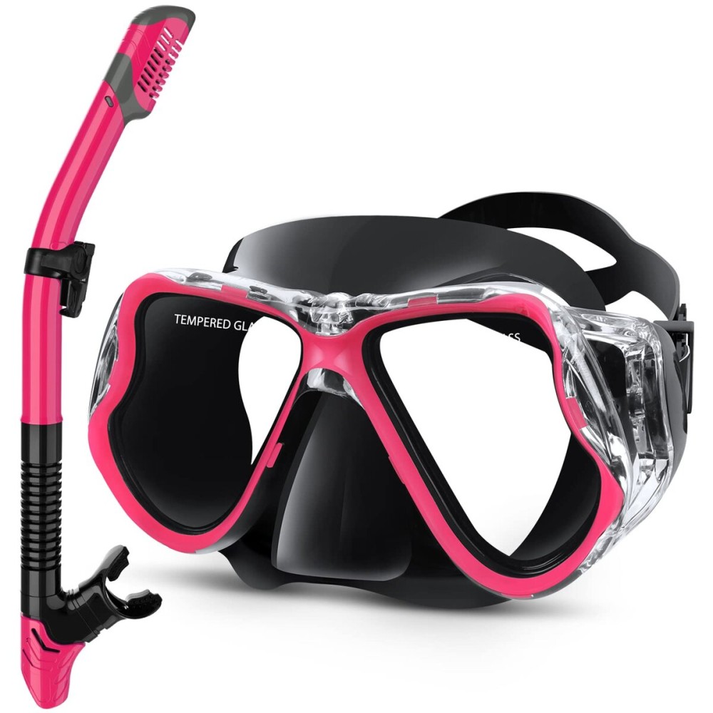 Greatever Dry Snorkel Set,Panoramic Wide View,Anti-Fog Scuba Diving Mask,Professional Snorkeling Gear for Kids