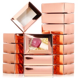 Zonon 30 Pcs Soap Boxes for Homemade Packaging, Mini Kraft Treat Boxes with Window for Bakery Candy Soap Making Gift Packaging(3.5 x 2.4 x 1.2 Inch,Rose Gold)