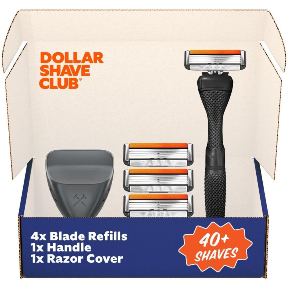 Dollar Shave Club | Travel Shave Set | 4 Swift Rinse Refill Cartridges, 1 Handle, 1 Razor Cover
