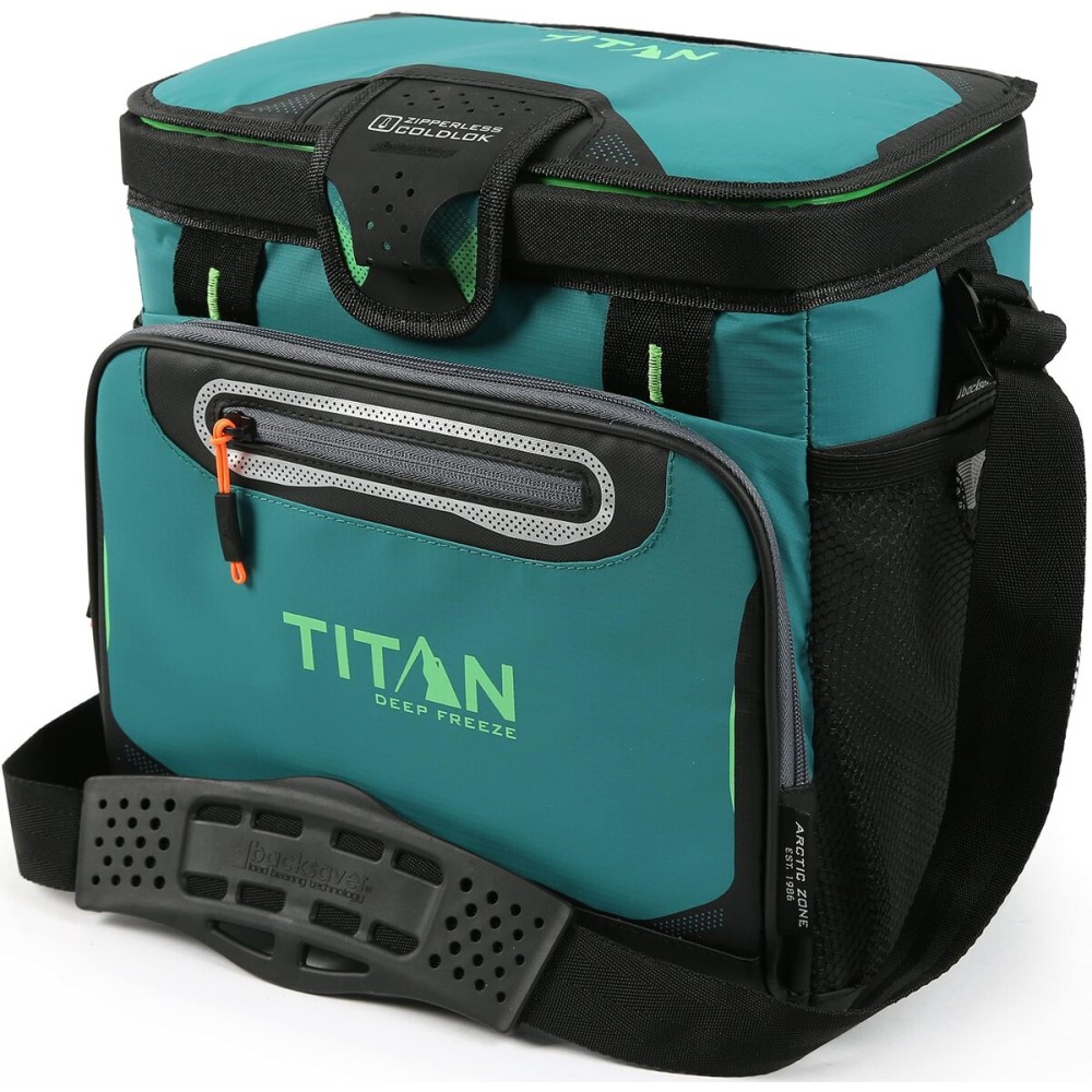 Titan by Arctic Zone Deep Freeze Cooler - 16 Can Zipperless Hardbody Cooler with Deep Freeze Insulation, HardBody Liner, and SmartShelf - Pine Green