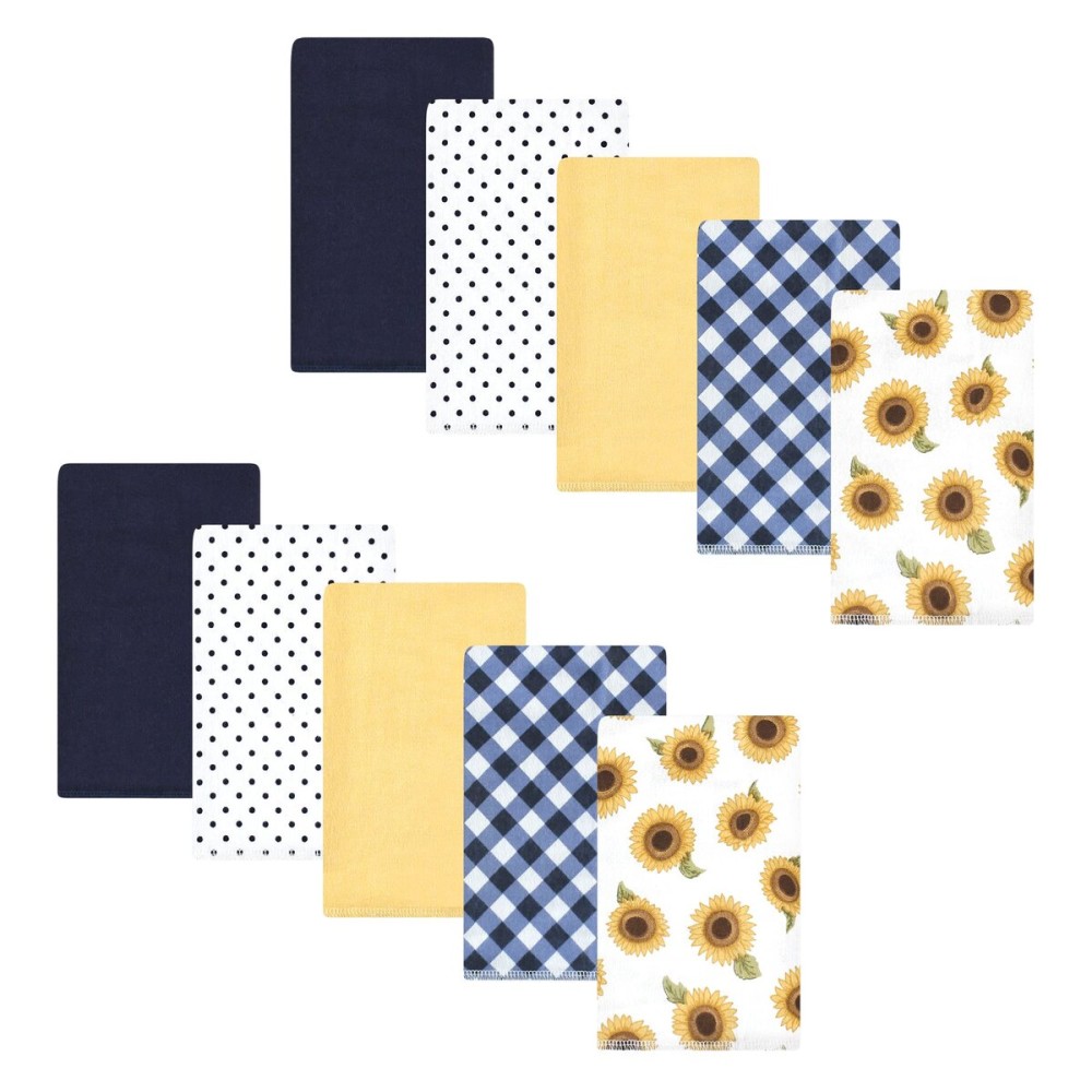 Hudson Baby Unisex Baby Cotton Flannel Burp Cloths, Sunflower, One Size