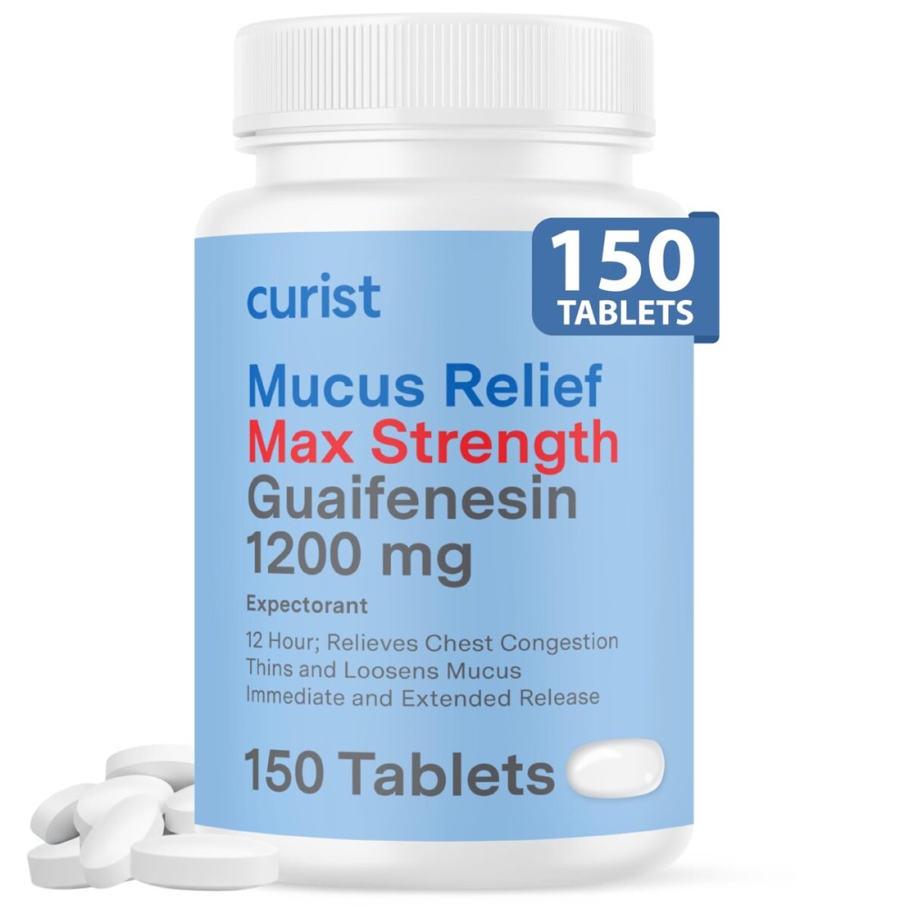Curist Guaifenesin 1200 Mg Extended Release Tablets - 150 Count Maximum Strength Mucus Relief Tablets OTC - Clear Congestion