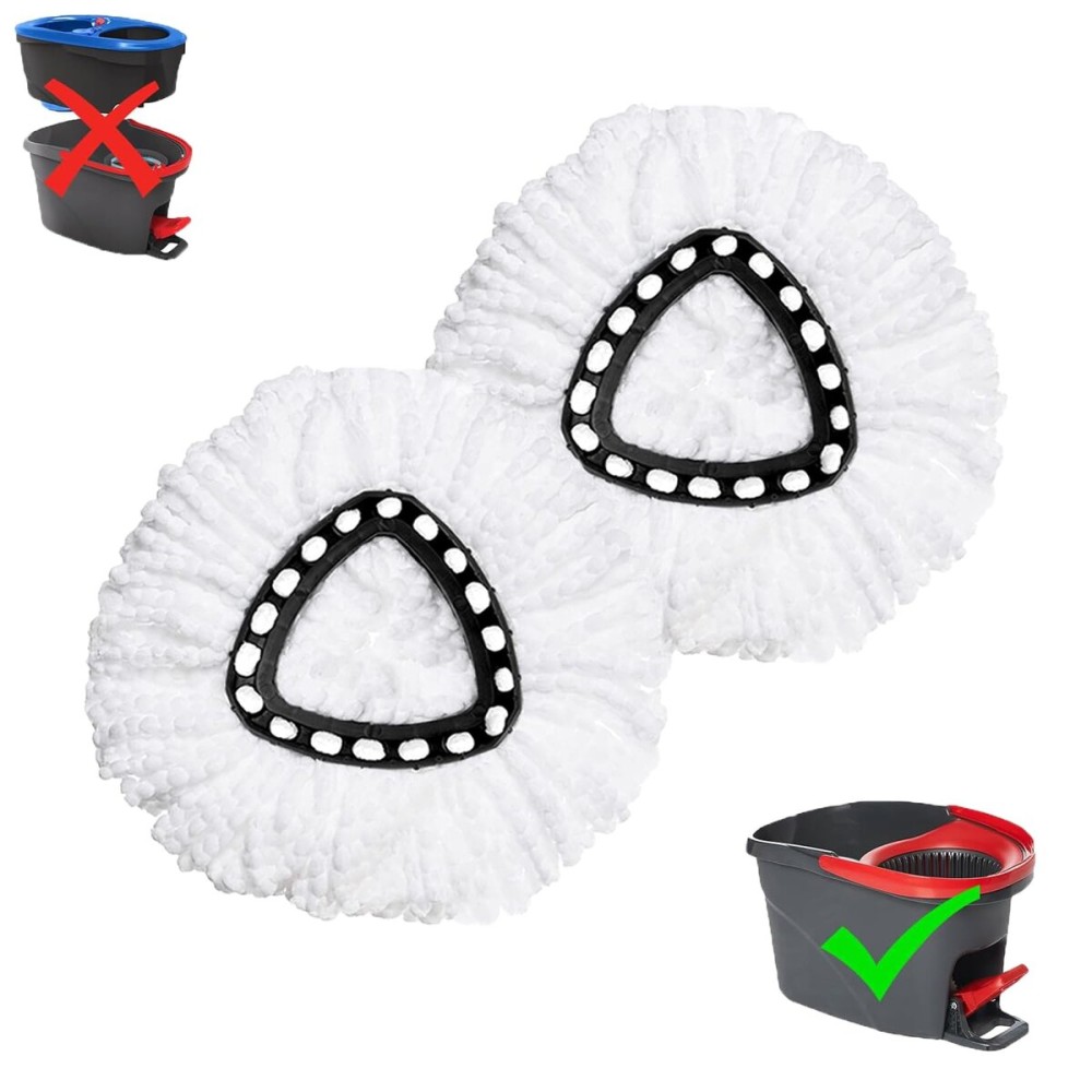 2 Pack Mop Replacement Heads for O-Ceda EasyWrin Spin Mop, Microfiber Spin Mop Refills, Easy Cleaning Mop Head Replacement
