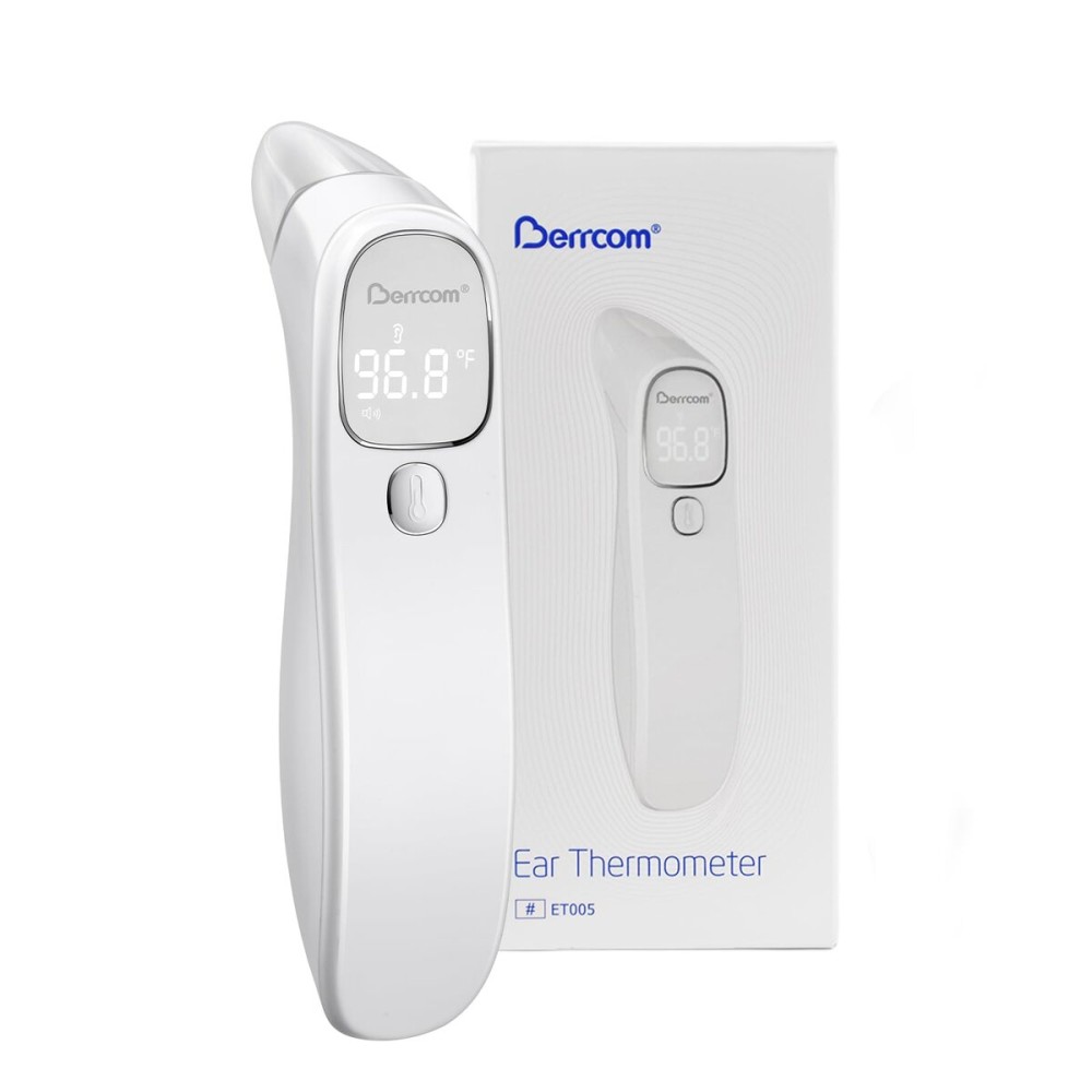 Berrcom Forehead and Ear Thermometer for Adults and Babies, Digital No-Touch Medical Thermometers with LED Display, 1s Instant Reading, Contactless Temperature Thermometer, Auto Shut-Off