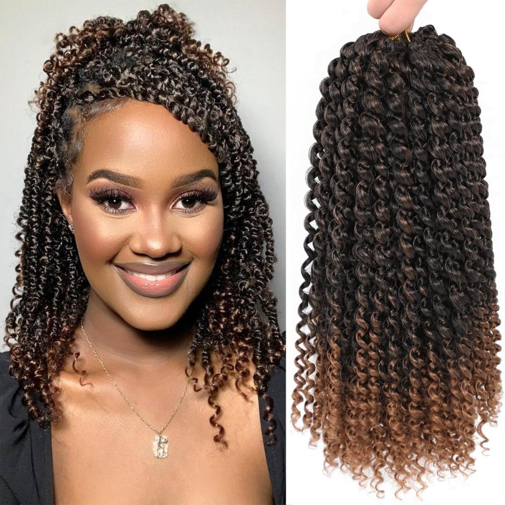 Short Passion Twist Hair 12 Inch 8 Packs Water Wave Crochet Hair Braiding Hair Bohemian Spring Twist Hair Crochet Braids Synthetic Hair Extension (12 Inch, T30)