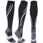 Keskale Compression Socks for Men & Women 20-30 mmHg Knee High (1 Pair) - Best Support for Medical, Athletic, Sports, Travel, Running (Black/Gray02, S/M)