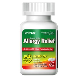 HealthA2Z Allergy Relief | Cetirizine 10mg | All Day Allergy Relief | Indoor & Outdoor | Relief from Itchy Throat, Sneezing, Runny Noses (60 Count (Pack of 1))