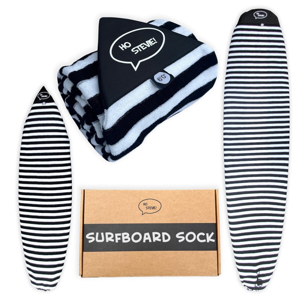 Ho Stevie! Surfboard Sock Cover - Light Protective Bag for your Surf Board (Black/White, 7\'6)