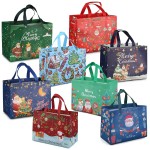 PARSUP 8PCS Christmas Gift Bags, Non-Woven Tote Treat Christmas Bags with Handles for Gifts Wrapping Shopping, Xmas Party Supplies, 12.89.86.7