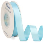 Ribbli Light Blue Satin Ribbon 5/8 inch x Continuous 25 Yards,Double Faced Satin Use for Craft, Gift Wrapping, Christmas Ornaments, Hair Bows, Bouquet Bows