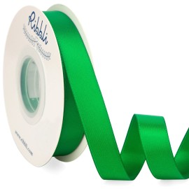 Ribbli Emerald Green Satin Ribbon 5/8 inch x Continuous 25 Yards,Double Faced Satin Use for Craft, Gift Wrapping, Christmas Ornaments, Hair Bows, Bouquet Bows