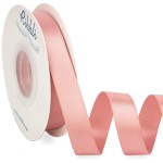 Ribbli Rose Gold Satin Ribbon 5/8 inch x Continuous 25 Yards,Double Faced Satin Use for Craft, Gift Wrapping, Christmas Ornaments, Hair Bows, Bouquet Bows
