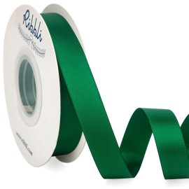Ribbli Forest Green Satin Ribbon 5/8 inch x Continuous 25 Yards,Double Faced Satin Use for Craft, Gift Wrapping, Christmas Ornaments, Hair Bows, Bouquet Bows