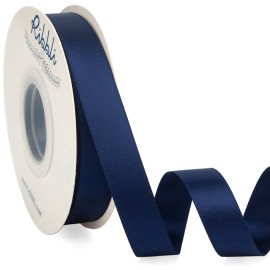 Ribbli Navy Satin Ribbon 5/8 inch x Continuous 25 Yards,Double Faced Satin Use for Craft, Gift Wrapping, Christmas Ornaments, Hair Bows, Bouquet Bows