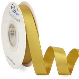 Ribbli Gold Satin Ribbon 5/8 inch x Continuous 25 Yards,Double Faced Satin Use for Craft, Gift Wrapping, Christmas Ornaments, Hair Bows, Bouquet Bows