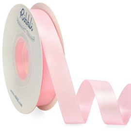 Ribbli Light Pink Satin Ribbon 5/8 inch x Continuous 25 Yards,Double Faced Satin Use for Craft, Gift Wrapping, Christmas Ornaments, Hair Bows, Bouquet Bows