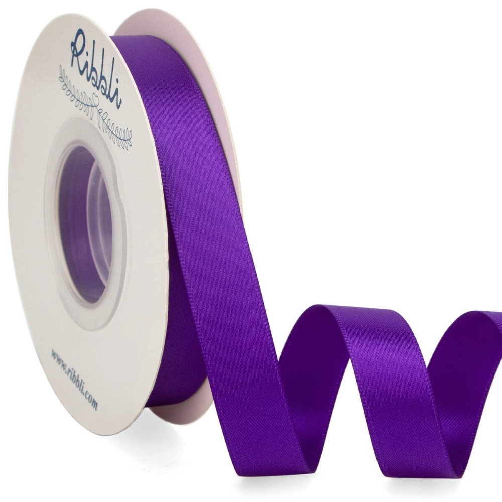 Ribbli Purple Satin Ribbon 5/8 inch x Continuous 25 Yards,Double Faced Satin Use for Craft, Gift Wrapping, Christmas Ornaments, Hair Bows, Bouquet Bows
