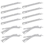 12 Pcs Rhinestone Bobby Pins, 8 Silver Metal Hair Clips 4 X Shaped Crystal Hair Pin Decorations for Lady Women Girls