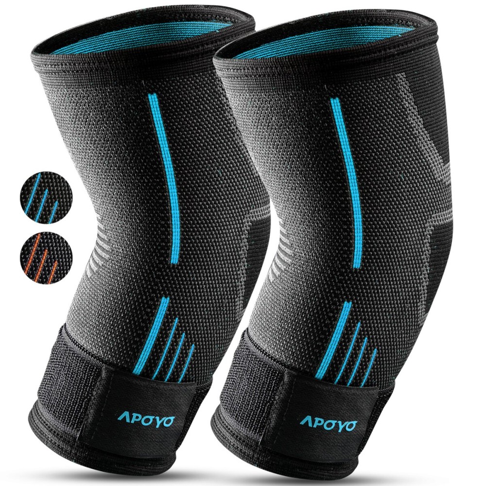 APOYO Elbow Brace for Tendonitis and Tennis Elbow, (Pair) Compression Sleeve for Arthritis, Workouts, Reduce Joint Pain During Fitness Activity (Small)