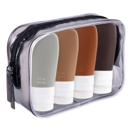 INSFIT Portable Travel Bottles, TSA Approved Leak Proof Containers for Toiletries, BPA Free Refillable Accessories for Shampoo, Body Wash, Liquids (4 Pack)