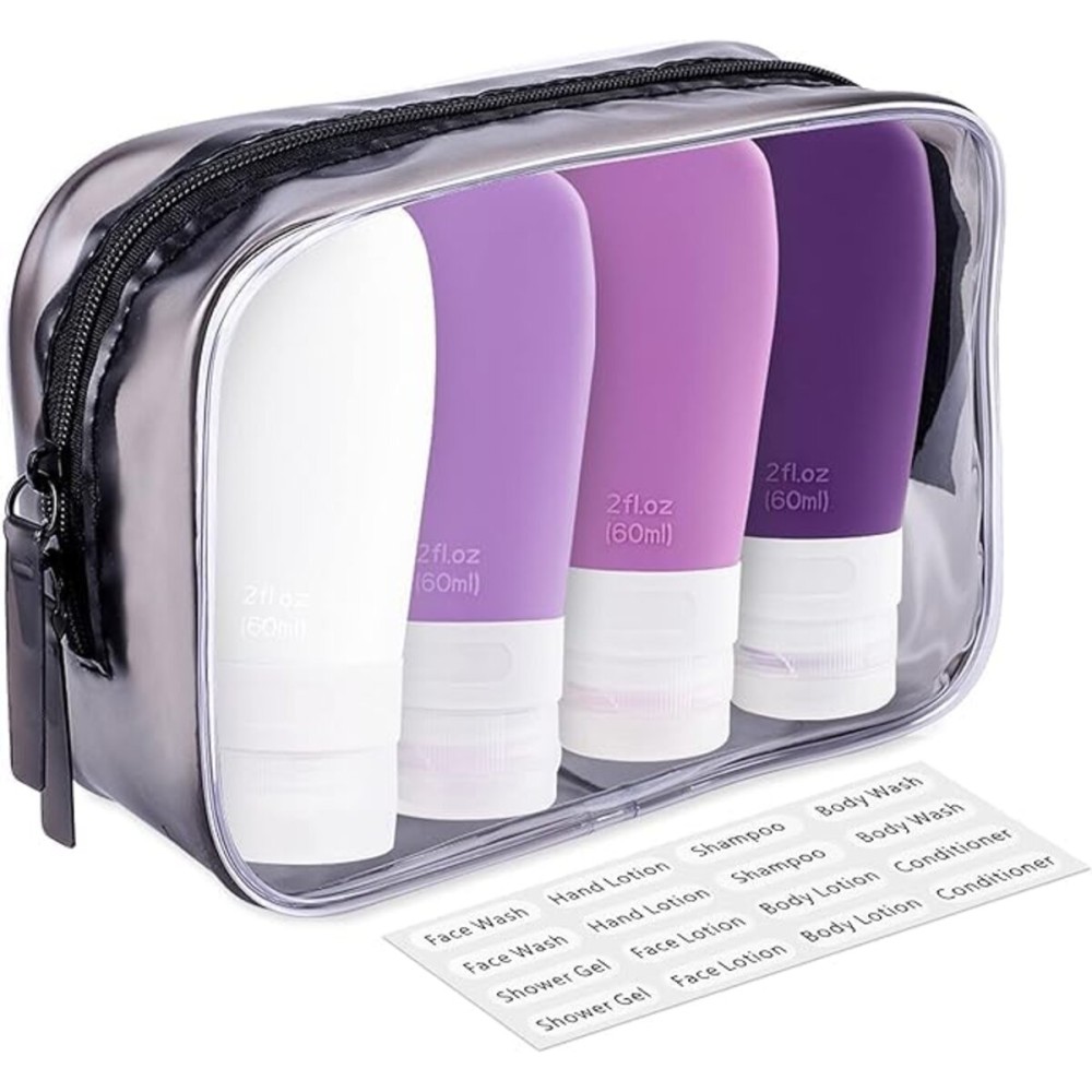 INSFIT Portable Travel Bottles, TSA Approved Leak Proof Containers for Toiletries, BPA Free Refillable Accessories for Shampoo, Body Wash, Liquids (4 Pack)