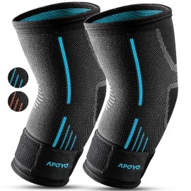 APOYO Elbow Brace for Tendonitis and Tennis Elbow, (Pair) Compression Sleeve for Arthritis, Workouts, Reduce Joint Pain During Fitness Activity (Medium)