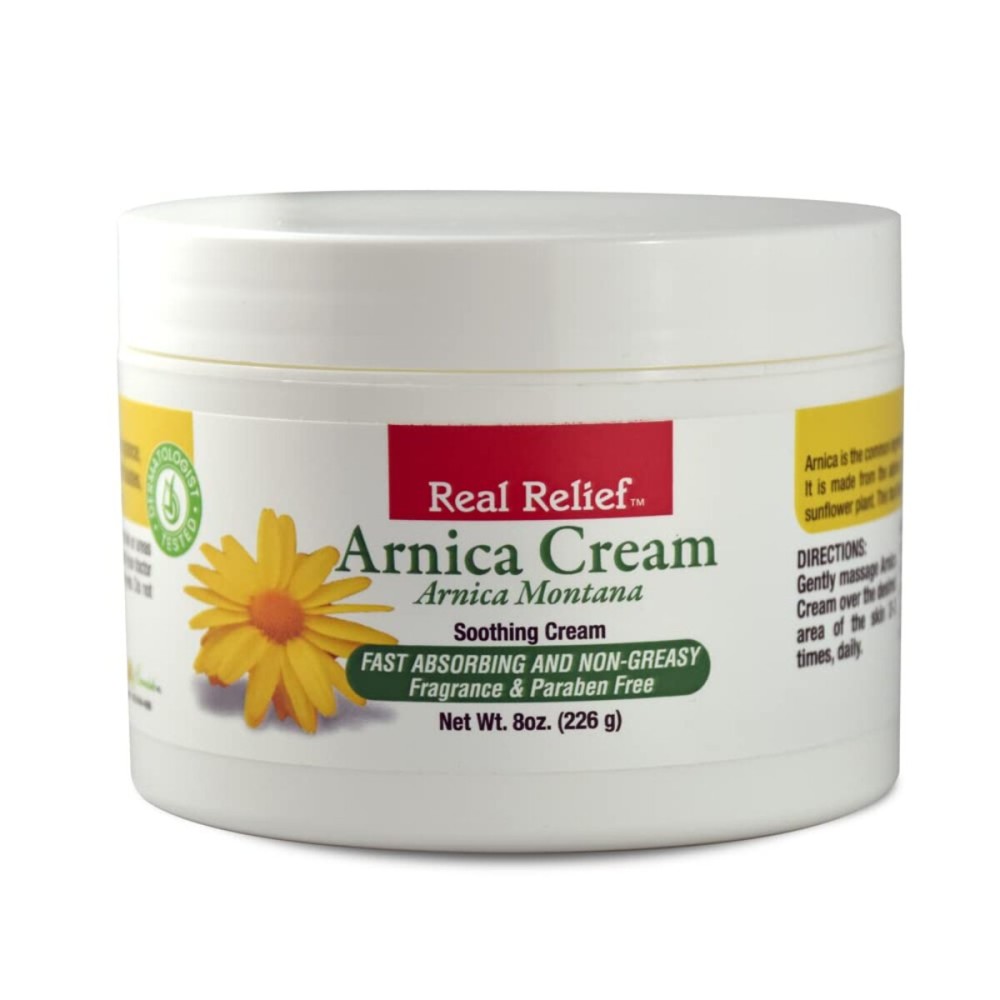 Real Relief Arnica Cream, Natural, Soothing, Non-Greasy and Unscented for Muscle Soreness and Massage, 8 oz (Pack of 1)